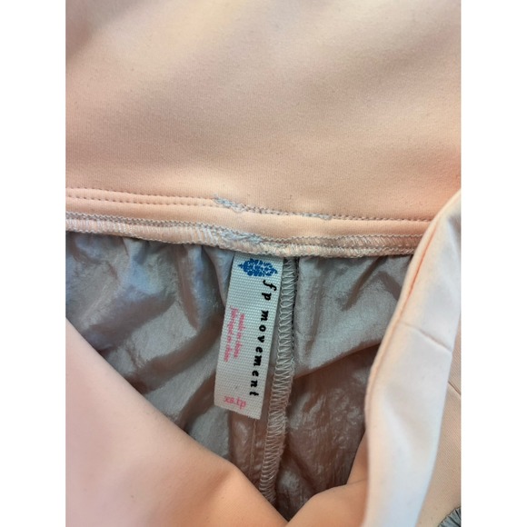 Free People Movement Oh Hey Applique Jogger Pants Crochet Lace Gray Peach - Picture 4 of 6